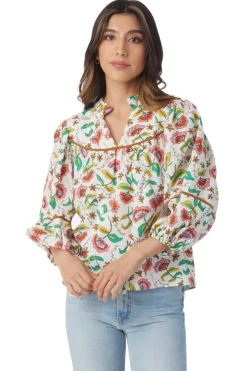 Blouses-Crosby By Mollie Burch Rosie Top Woodcut Floral