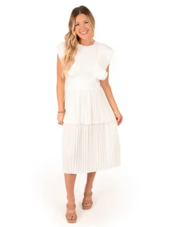 Midi-Emily McCarthy Chloe Dress White Linen