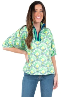 Blouses-Emily McCarthy Poppy Top Deco Palm