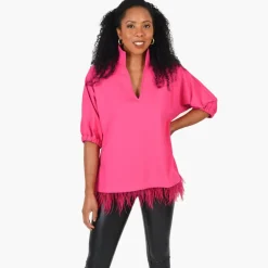 Blouses-Emily McCarthy Poppy Top Fuchsia Feather