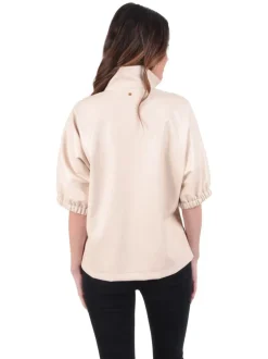 Blouses-Emily McCarthy Poppy Top Sandshell Vegan Leather