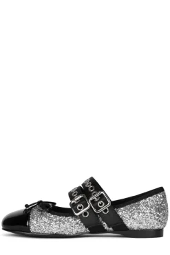 Flat-Jeffrey Campbell Balletic Silver Glitter Black