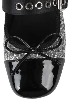 Flat-Jeffrey Campbell Balletic Silver Glitter Black