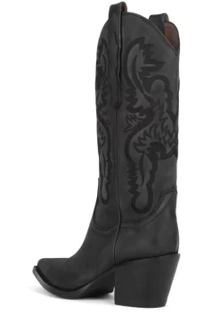 Boot-Jeffrey Campbell Dagget Black Washed Western Boot