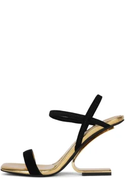 Wedge-Jeffrey Campbell Geometric Black Suede Gold