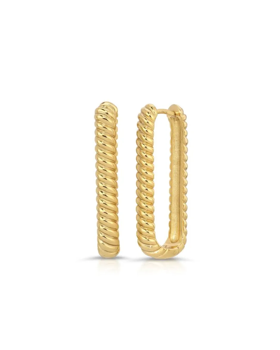 Jewelry-Jurate LA Effie Square Texture Hoop Earrings