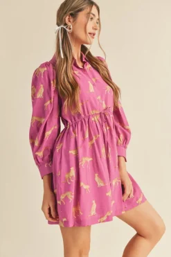 Mini-&Merci &Merci Cheetah Print Button Down Dress