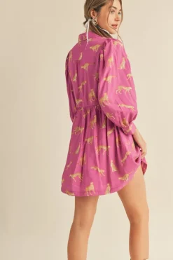 Mini-&Merci &Merci Cheetah Print Button Down Dress