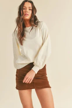 Sweaters-&Merci &Merci Pointelle Puff Sleeve Sweater