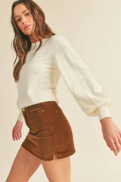 Sweaters-&Merci &Merci Pointelle Puff Sleeve Sweater