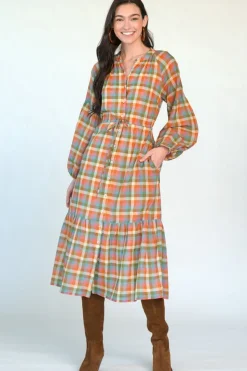 Midi-Olivia James the Label Emory Autumn Plaid Dress