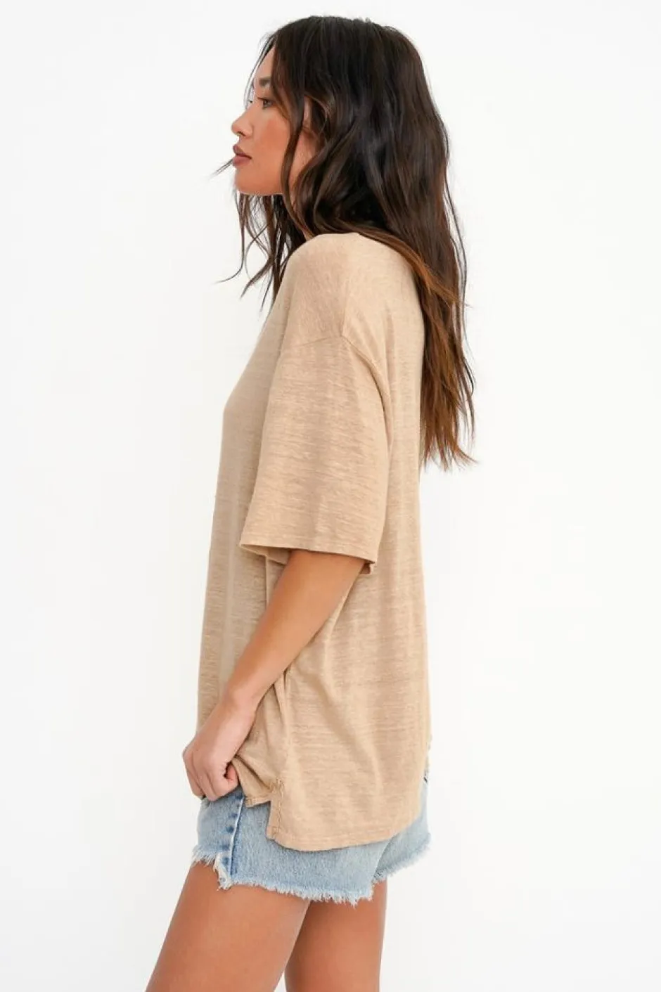 T-Shirts-Project Social T Edie Linen Boyfriend Tee