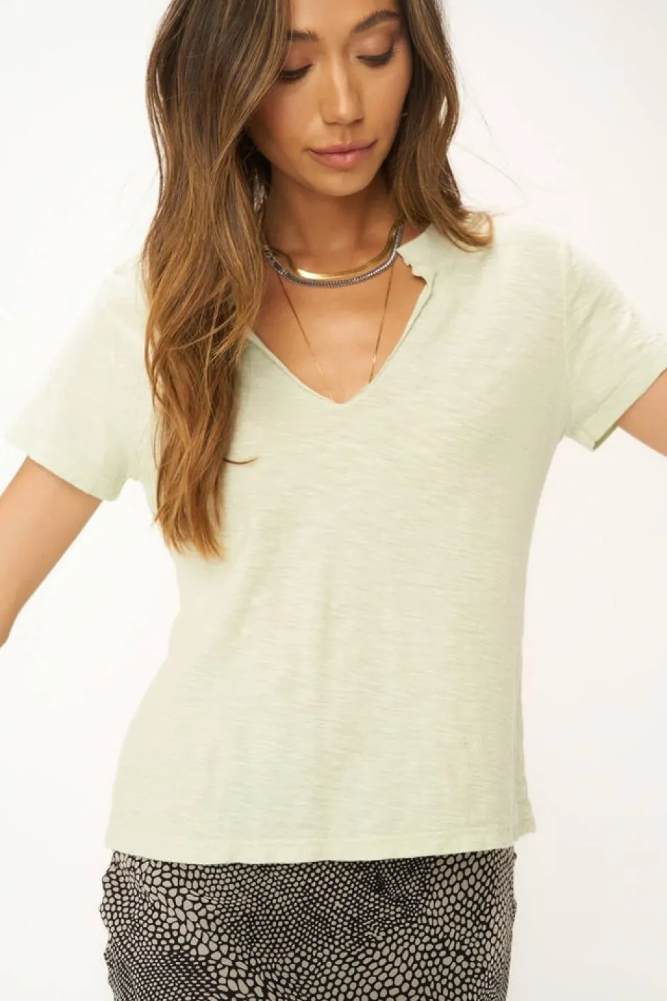 T-Shirts-Project Social T Plata Notched Tee Mint Macha