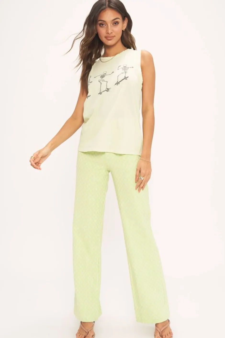 Tanks-Project Social T Skeleton Skate Tank Lime Cream