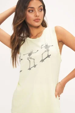 Tanks-Project Social T Skeleton Skate Tank Lime Cream