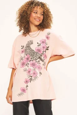 T-Shirts-Project Social T Tiger Fleur Oversized Tee