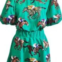 Mini-Queen of Sparkles Green Horse & Jockey Dress