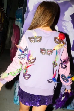 Sweatshirts-Queen of Sparkles Mardi Gras Feather Mask Sweatshirt