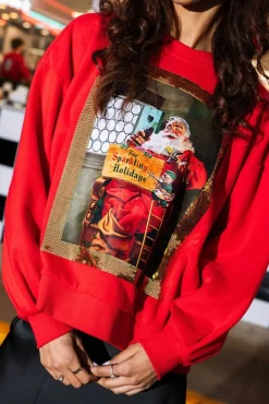 Sweatshirts-Queen of Sparkles Red Santa Drinking A Coke Sweatshirt
