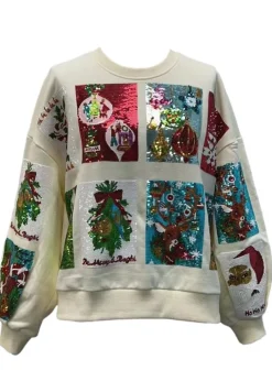 Sweatshirts-Queen of Sparkles White Christmas Card Sweatshirt