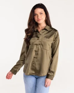 Blouses-S'edge Apparel S'Edge Apparel Ellis Top In Olive