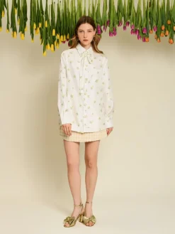 Blouses-Sister Jane Ditsy Pick Shirt - Pearled Ivory