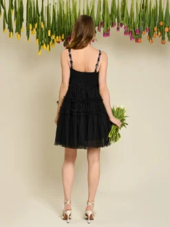 Mini-Sister Jane Sofie Spot Tulle Mini Dress - Black