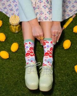 Socks And Tights-Sock Candy Mushroom Forest Crew Sock