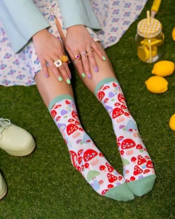 Socks And Tights-Sock Candy Mushroom Forest Crew Sock