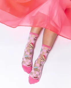 Socks And Tights-Sock Candy Retro Sweets Sheer Crew Sock