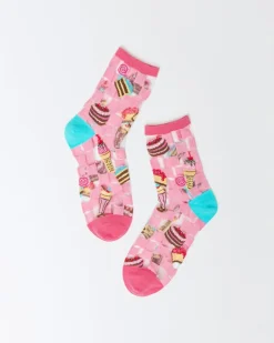 Socks And Tights-Sock Candy Retro Sweets Sheer Crew Sock