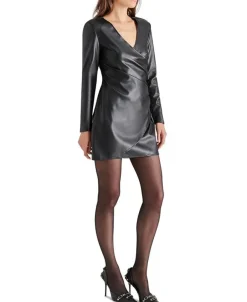 Mini-Steve Madden Sandy Long Sleeve Faux Leather Minidress
