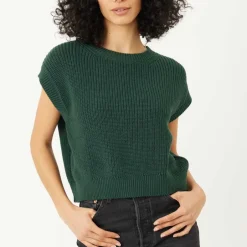 Sweaters-Stitches and Stripes Reese Green Cropped Vest