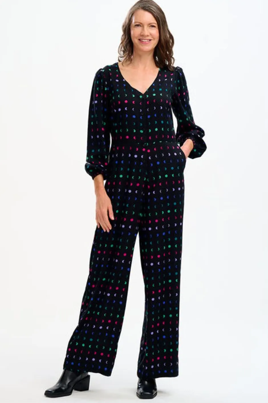 Jumpsuit-Sugarhill Brighton Angie Jumpsuit - Black, Moon Phases