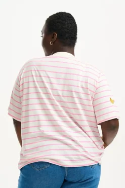 T-Shirts-Sugarhill Brighton Kinsley Relaxed T-Shirt - Off-White/Pink, Fruit Embroidery