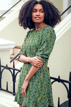 Mini-Sugarhill Brighton Lorelei Dress - Black/Green, Ditsy Floral