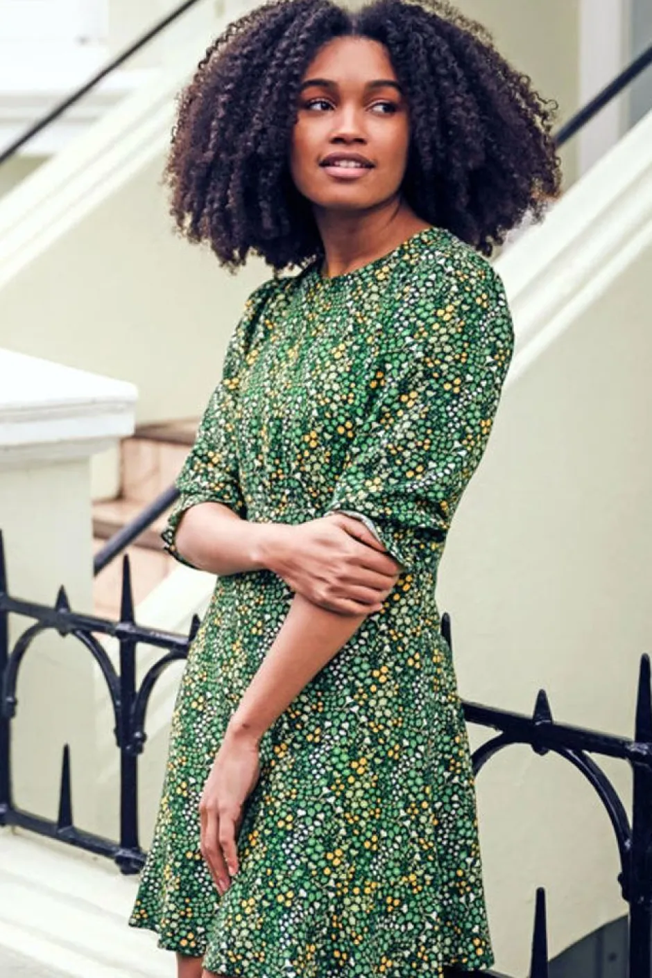 Mini-Sugarhill Brighton Lorelei Dress - Black/Green, Ditsy Floral