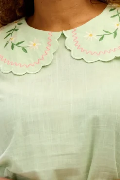 Blouses-Sugarhill Brighton Macie Scallop Collar Top Floral Embroidery