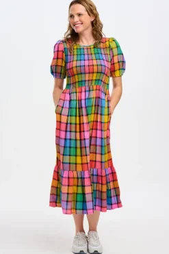 Midi-Sugarhill Brighton Yolanda Midi Dress Rainbow Check